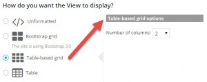 Table-based grid options