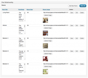 completed field table a fields table with 5 rows of content - each content entry is a single room post type