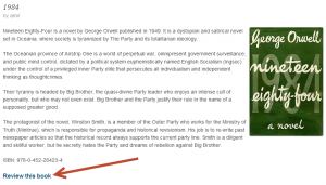 Example of a book page with a link to the review form