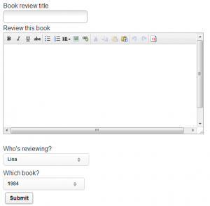 Book review form with parent selectors