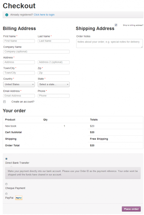 The client sees the checkout page, asking for payment for this submission.