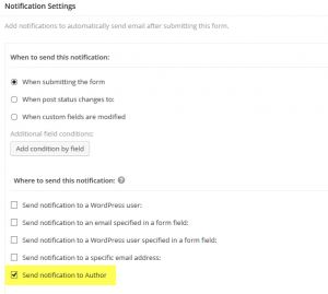 Notification to post author