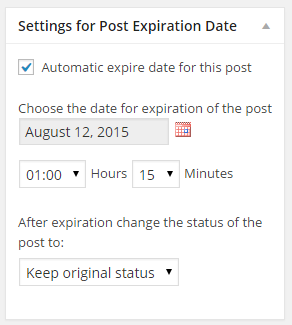 Forms settings for email notifications when posts expire