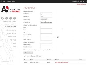 Account management page