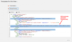 ‘Choose format’ - the Content Template rendering the ‘add to cart’ buttons for a single track