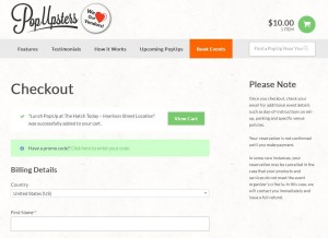 Proceed with checkout (you’ll see the event as a bookable product in your cart)
