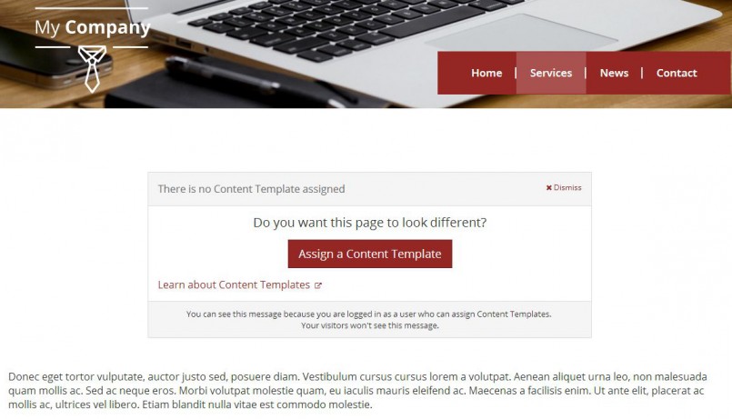 Example message for a single service page (non-Layout mode).