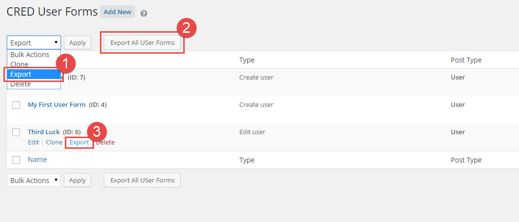 CRED User Form Exporting