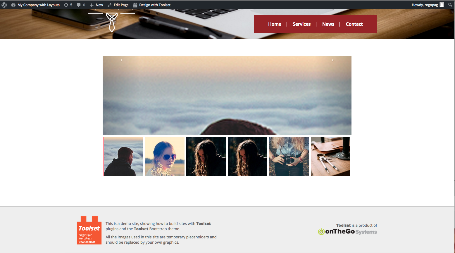 Example of using Layouts API to build an image gallery