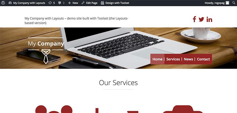 Layouts Design With Toolset WordPress Admin Bar Button