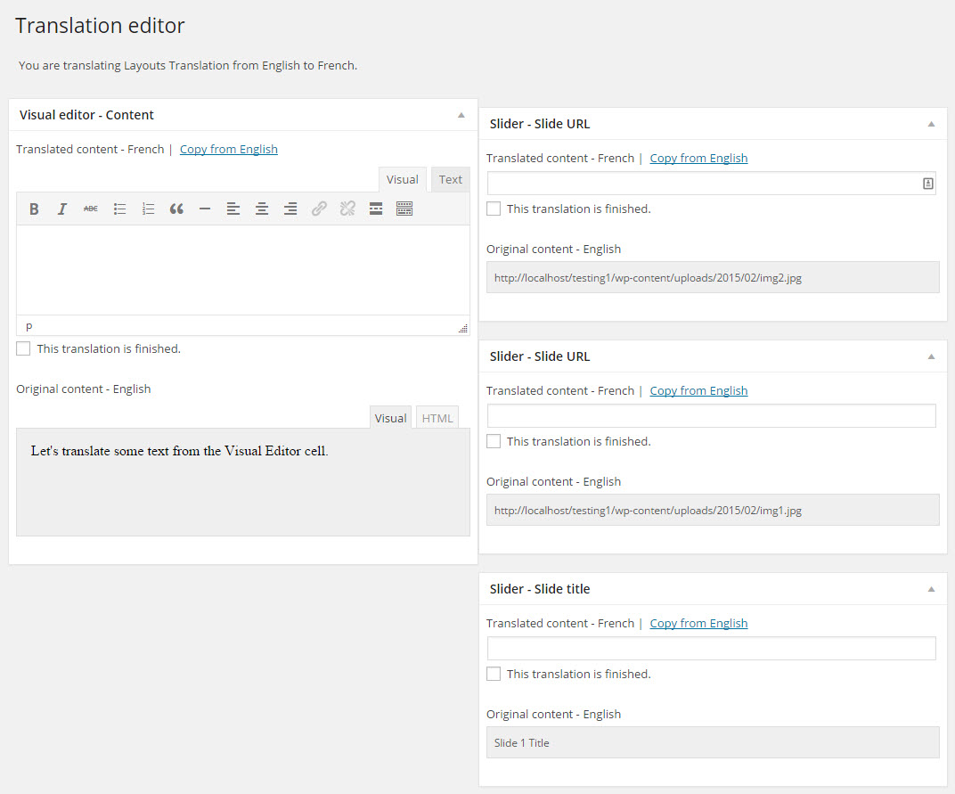 Layouts Intergration With WPML
