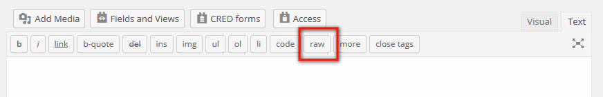 Views Shortcodes Insertion Using Raw Button
