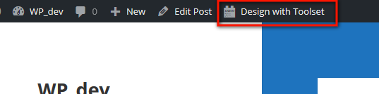 WP Admin Bar With Design With Toolset Button