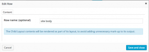 Layouts - Edit Row Message