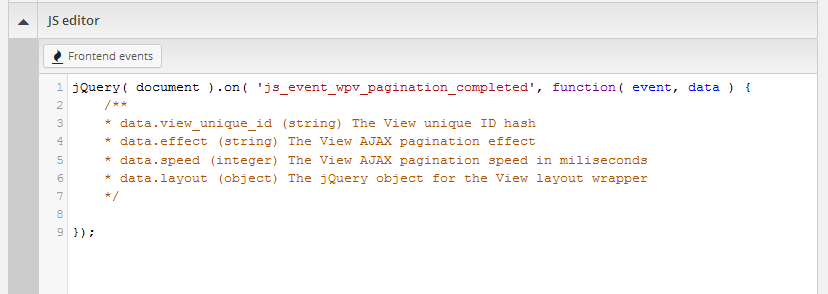 Views Frontend Events JS Overview