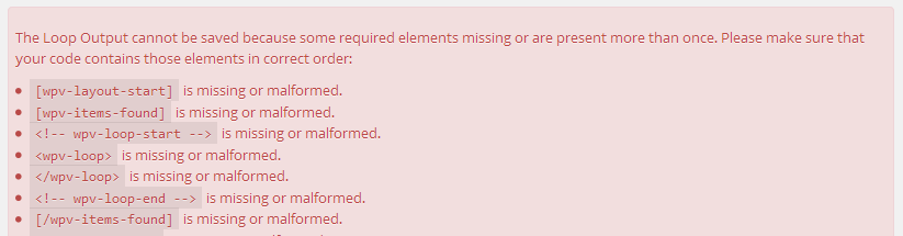 Views Loop Output Error Message