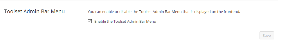 Views Toolset Admin Bar Menu Settings