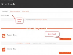 Change the selector to beta and then download