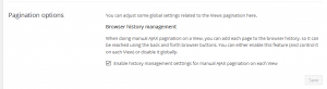 Pagination history settings for the entire site