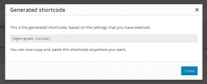 Generated shortcode ready to be used