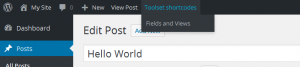 Toolset shortcodes in the admin bar