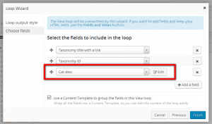 Types taxonomy fields in the Loop Wizard