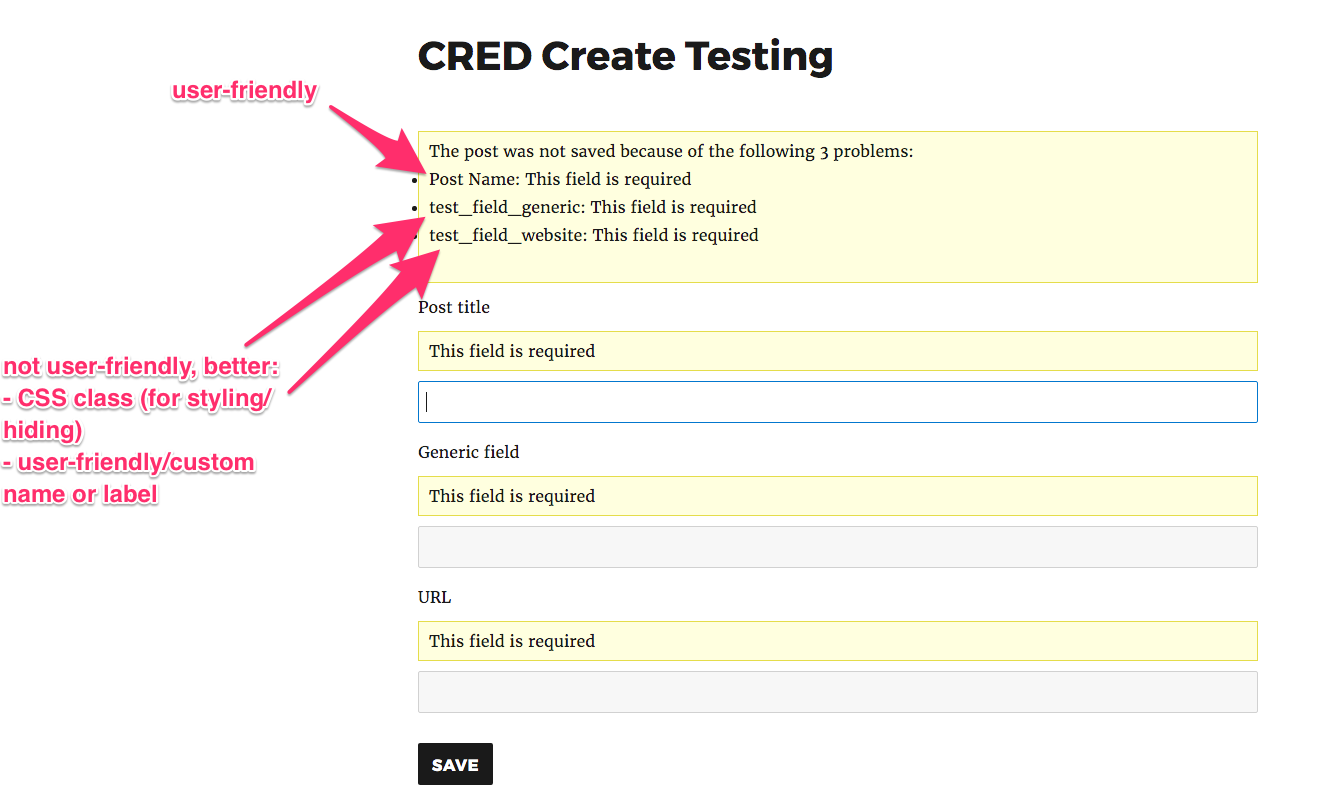 Cred Form Message Problems Toolset