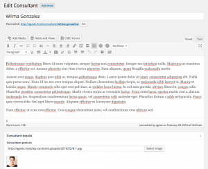 Editing a single consultant is separated from how the information is displayed on the front-end.