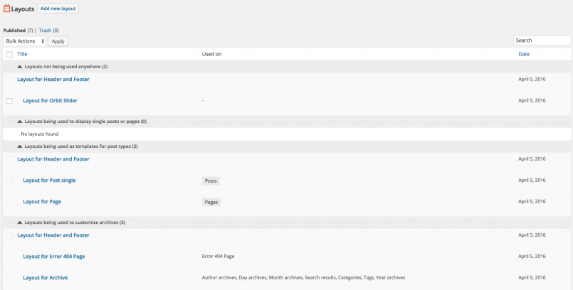 The “Add new layout” link has been removed from the admin menu.