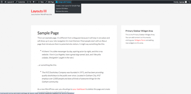 Creating layout on the front-end