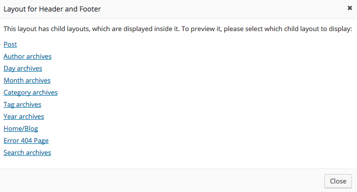 List of the available children assignments to the preview dialog