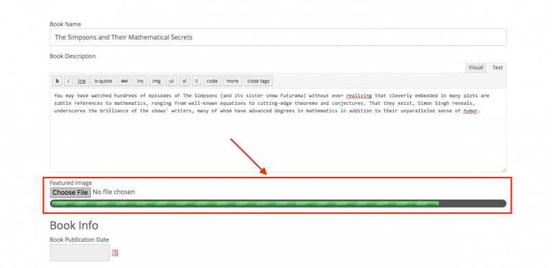 Progress bar in featured image uploading