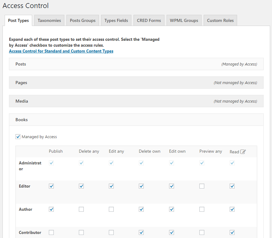 Different things to control, in different tabs