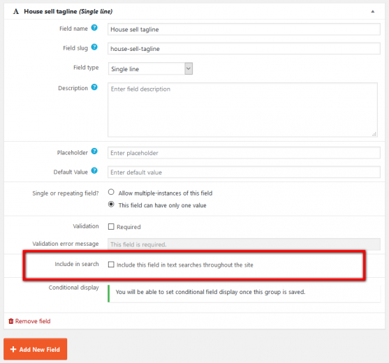 Option to include custom field in search results
