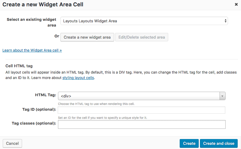 Creating a new widget area