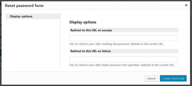 Reset password shortcode