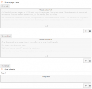 Tabs in the Layouts editor