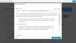 Front-end editing of a page using standard WordPress editor