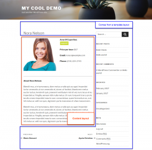 Layout for a specific page rendered in the content area of a template layout