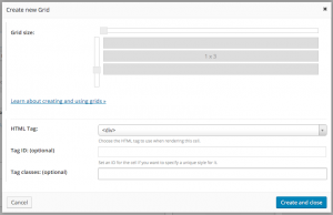 Layouts Grid of cells Dialog