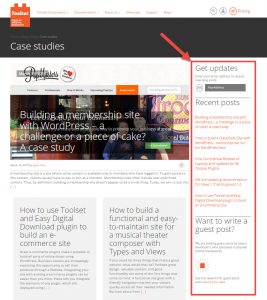 Example of vertical Widget Area