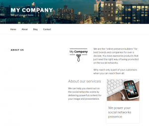 “About Us” page on the front-end