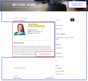 A post rendered using a combination of template and content layouts
