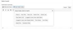 Inserting placeholders into the body of the form notification