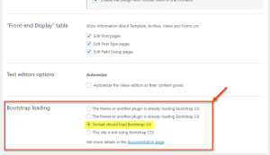 Bootstrap loading options in Toolset settings
