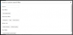 The new dialog for inserting custom search filters
