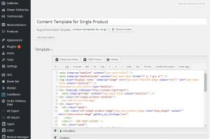 The content template for single product pages