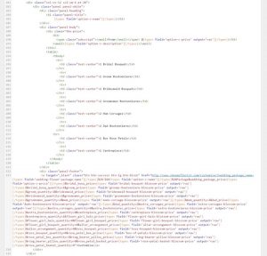Part of the content template for the flower packages