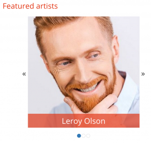 Snapshot of the finished featured artist slider