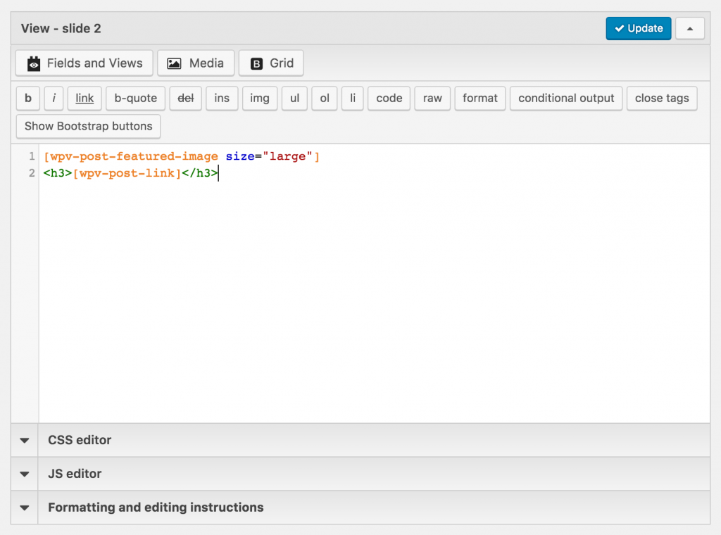 Basic slider content in View template